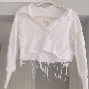 Distressed cropped sweater